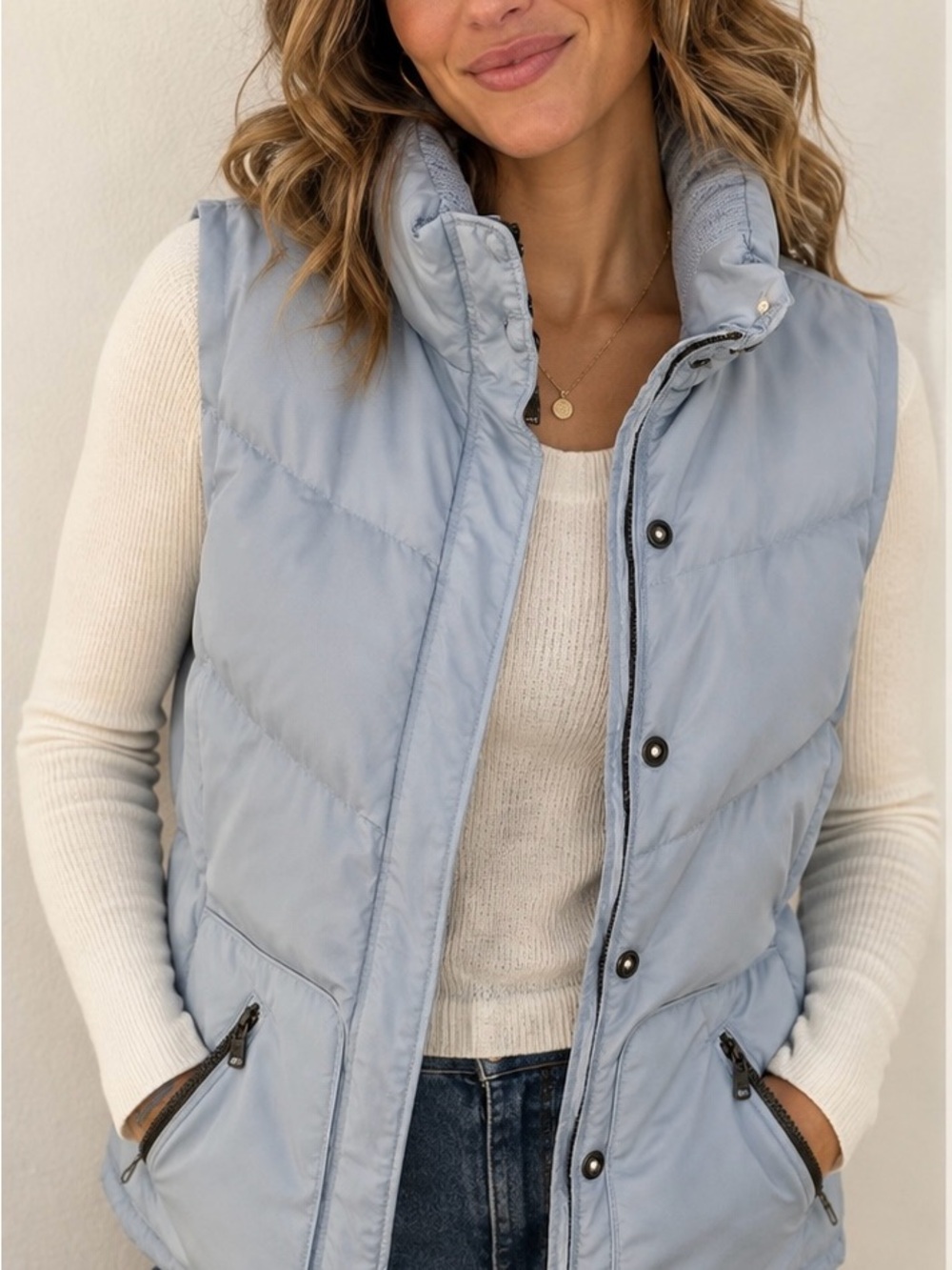 Vintage Esprit Down Filled Puffer Vest – Baby Blue- Size S